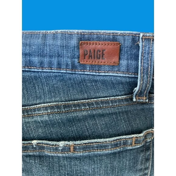 PAIGE LADIES VERDUGO DISTRESSED ANKLE LENGTH 5 POCKET BLUE DENIM JEANS EUC 27 - Picture 2 of 5